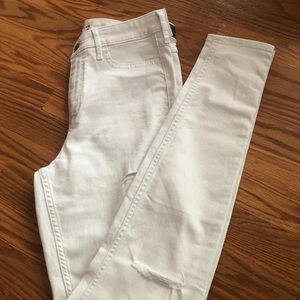 White Hollister high rise super skinny jeans